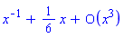 series(x^(-1)+(1/6)*x+O(x^3),x,3)