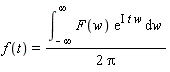 f(t) = (int(F(w)*exp(I*t*w), w = -infinity .. infinity))/(2*Pi)