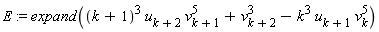 E := expand((k+1)^3*u[k+2]*v[k+1]^5+v[k+2]^3-k^3*u[k+1]*v[k]^5)