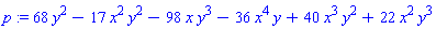 p := 68*y^2-17*x^2*y^2-98*x*y^3-36*x^4*y+40*x^3*y^2+22*x^2*y^3