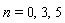 n = 0, 3, 5