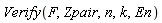 Verify(F, Zpair, n, k, En)