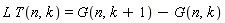 L*T(n, k) = G(n, k+1)-G(n, k)