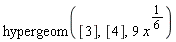 hypergeom([3], [4], 9*x^(1/6))