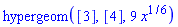 hypergeom([3], [4], 9*x^(1/6))
