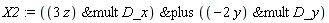 X2 := `&plus`(`&mult`(3*z, D_x), `&mult`(-2*y, D_y))
