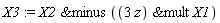 X3 := `&minus`(X2, `&mult`(3*z, X1))