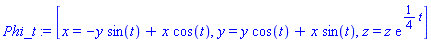 _DG([["transformation", [[M, 0], [M, 0]], [], [Matrix(%id = 18446790986273375766)]], [[-y*sin(t)+x*cos(t), x], [y*cos(t)+x*sin(t), y], [z*exp((1/4)*t), z]]])
