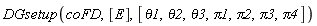 DGsetup(coFD, [E], [theta1, theta2, theta3, Pi1, Pi2, Pi3, Pi4])