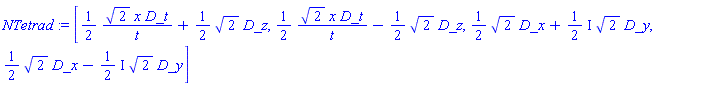 [_DG([["vector", M, []], [[[1], (1/2)*2^(1/2)*x/t], [[4], (1/2)*2^(1/2)]]]), _DG([["vector", M, []], [[[1], (1/2)*2^(1/2)*x/t], [[4], -(1/2)*2^(1/2)]]]), _DG([["vector", M, []], [[[2], (1/2)*2^(1/2)], [[3], ((1/2)*I)*2^(1/2)]]]), _DG([["vector", M, []], [[[2], (1/2)*2^(1/2)], [[3], -((1/2)*I)*2^(1/2)]]])]