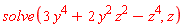 solve(3*y^4+2*y^2*z^2-z^4, z)