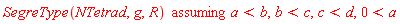 `assuming`([SegreType(NTetrad, g, R)], [a < b, b < c, c < d, 0 < a])