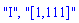 "I", "[1,111]"