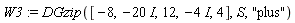 W3 := DGzip([-8, -20*I, 12, -4*I, 4], S, "plus")