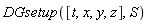 DGsetup([t, x, y, z], S)