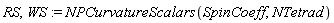 RS, WS := NPCurvatureScalars(SpinCoeff, NTetrad)