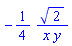 -(1/4)*2^(1/2)/(x*y)