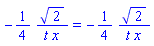 -(1/4)*2^(1/2)/(t*x) = -(1/4)*2^(1/2)/(t*x)