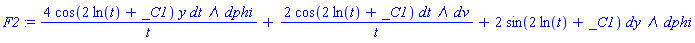 _DG([["form", M2, 2], [[[1, 3], 4*cos(2*ln(t)+_C1)*y/t], [[1, 4], 2*cos(2*ln(t)+_C1)/t], [[2, 3], 2*sin(2*ln(t)+_C1)]]])