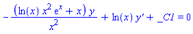 -(ln(x)*x^2*exp(x)+x)*y/x^2+ln(x)*`y'`+_C1 = 0
