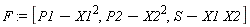 F := [P1-X1^2, P2-X2^2, S-X1*X2]