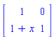 Matrix([[1, 0], [1+x, 1]])