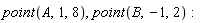 point(A, 1, 8), point(B, -1, 2)