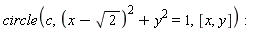 circle(c, (x-sqrt(2))^2+y^2 = 1, [x, y])