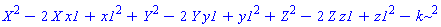 X^2-2*X*x1+x1^2+Y^2-2*Y*y1+y1^2+Z^2-2*Z*z1+z1^2-k^2