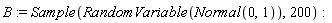 B := Sample(RandomVariable(Normal(0, 1)), 200)