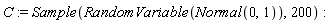 C := Sample(RandomVariable(Normal(0, 1)), 200)