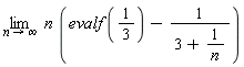 limit(n*(evalf(1/3)-1/(3+1/n)), n = infinity)
