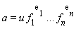 a = u*f[1]^(exp(1))[1] .. f[n]^(exp(1))[n]