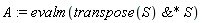 A := evalm(`&*`(transpose(S), S))