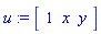 u := vector([1, x, y])