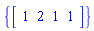 {vector([1, 2, 1, 1])}