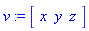 v := vector([x, y, z])