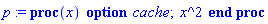 p := proc (x) option cache; x^2 end proc