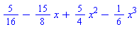 5/16-(15/8)*x+(5/4)*x^2-(1/6)*x^3
