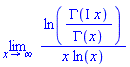 limit(ln(GAMMA(I*x)/GAMMA(x))/(x*ln(x)), x = infinity)