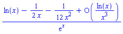 (ln(x)-(1/2)/x-(1/12)/x^2+O(ln(x)/x^3))/exp(x)