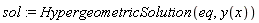 sol := HypergeometricSolution(eq, y(x))