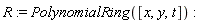 R := PolynomialRing([x, y, t])