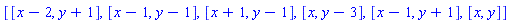 [[x-2, y+1], [x-1, y-1], [x+1, y-1], [x, y-3], [x-1, y+1], [x, y]]