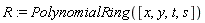 R := PolynomialRing([x, y, t, s])
