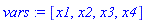 vars := [x1, x2, x3, x4]