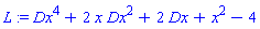 L := Dx^4+2*x*Dx^2+2*Dx+x^2-4