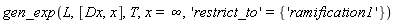 gen_exp(L, [Dx, x], T, x = infinity, 'restrict_to' = {'ramification1'})