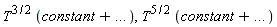 T^(3/2)*(constant+`...`), T^(5/2)*(constant+`...`)