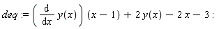 deq := (diff(y(x), x))*(x-1)+2*y(x)-2*x-3